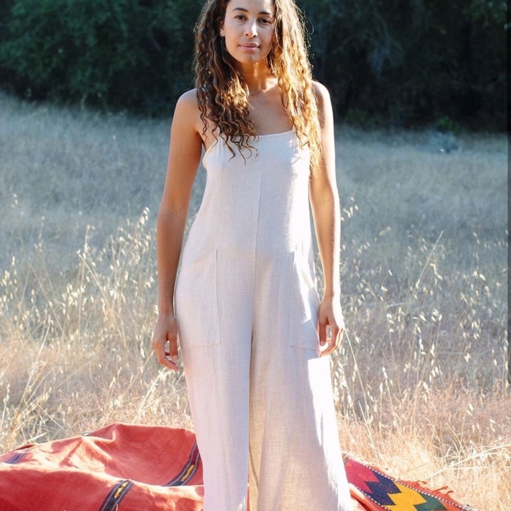 Rachel Pally Linen Hugo Jumpsuit Chalk Size S
